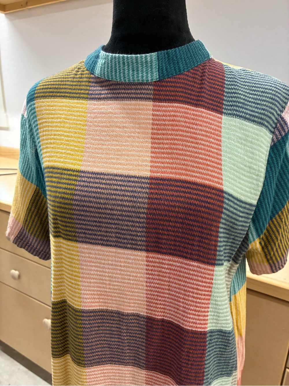 Ace and jig  Plaid Ribbed Knit Midi Dress in Multicolor soft cotton knit - Picture 3 of 8